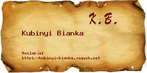 Kubinyi Bianka névjegykártya